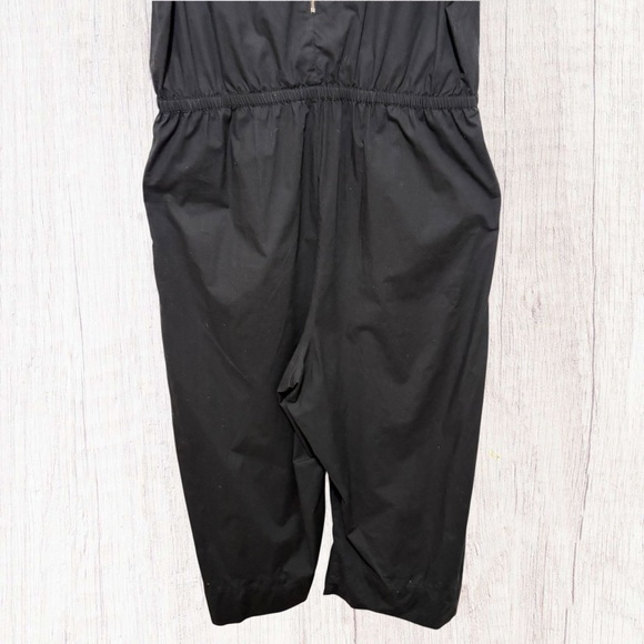 ❌SOLD❌J.CREW Ruffle Stretch Cotton Poplin Wide Leg Cropped Jumpsuit in Black - Picture 7 of 10